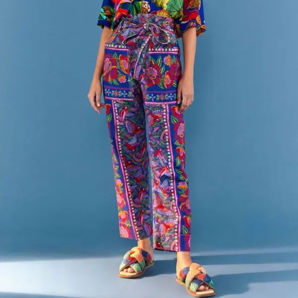 FARM Rio Macaw belted paperbag pants XS - Picture 3 of 7